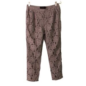 H&M Gray Lace Pants Woman Size 6 Ankle Lined Pockets